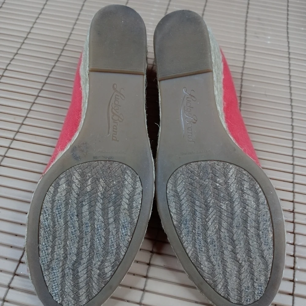 Lucky Brand women's rHot pink fabric espadrille platform sandals. 3